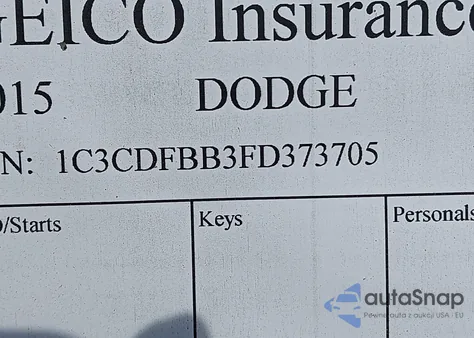 2015 Dodge Dart Sxt z USA, uszkodzony, nr VIN 1C3CDFBB3FD373705